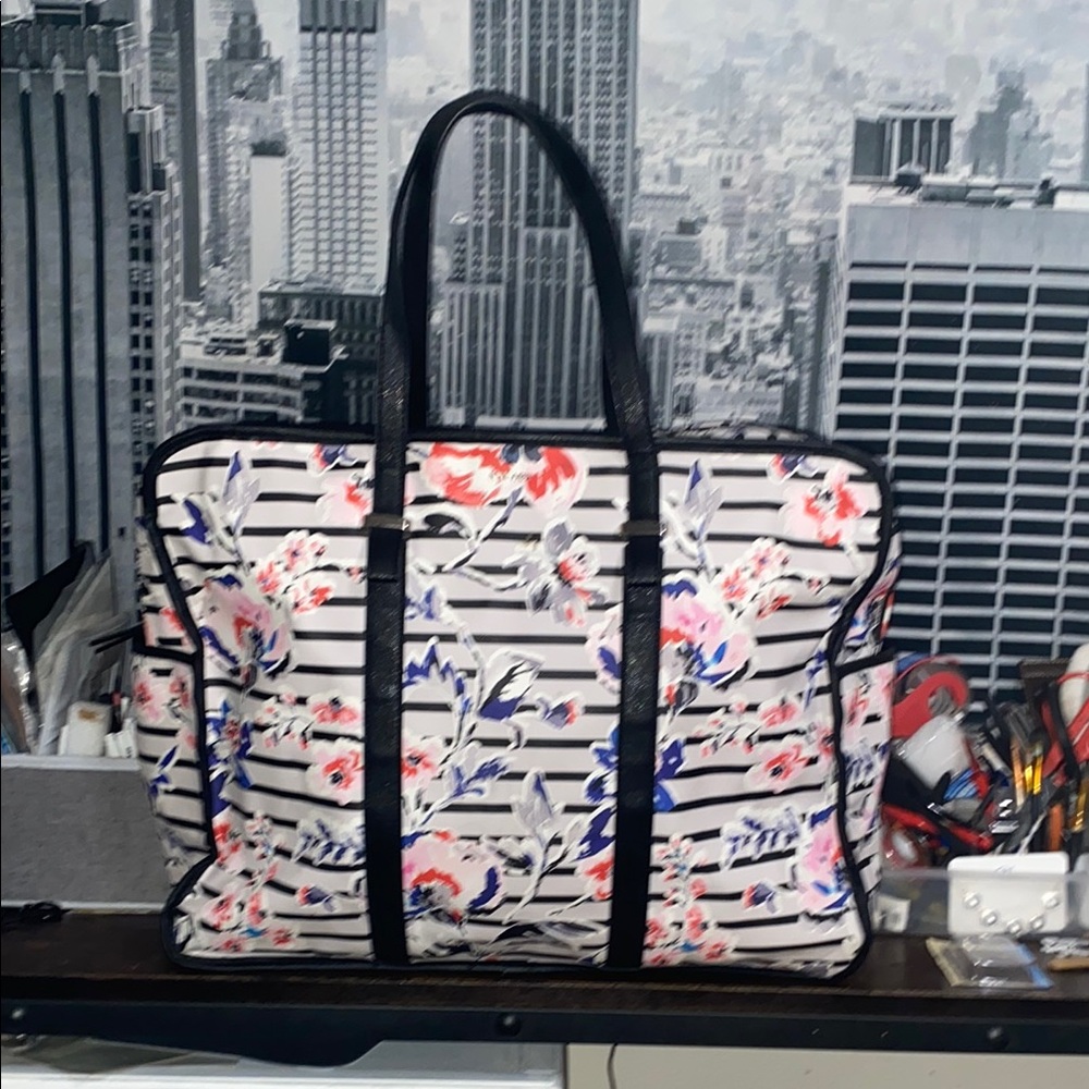 Nine West Red and Black Floral Tote